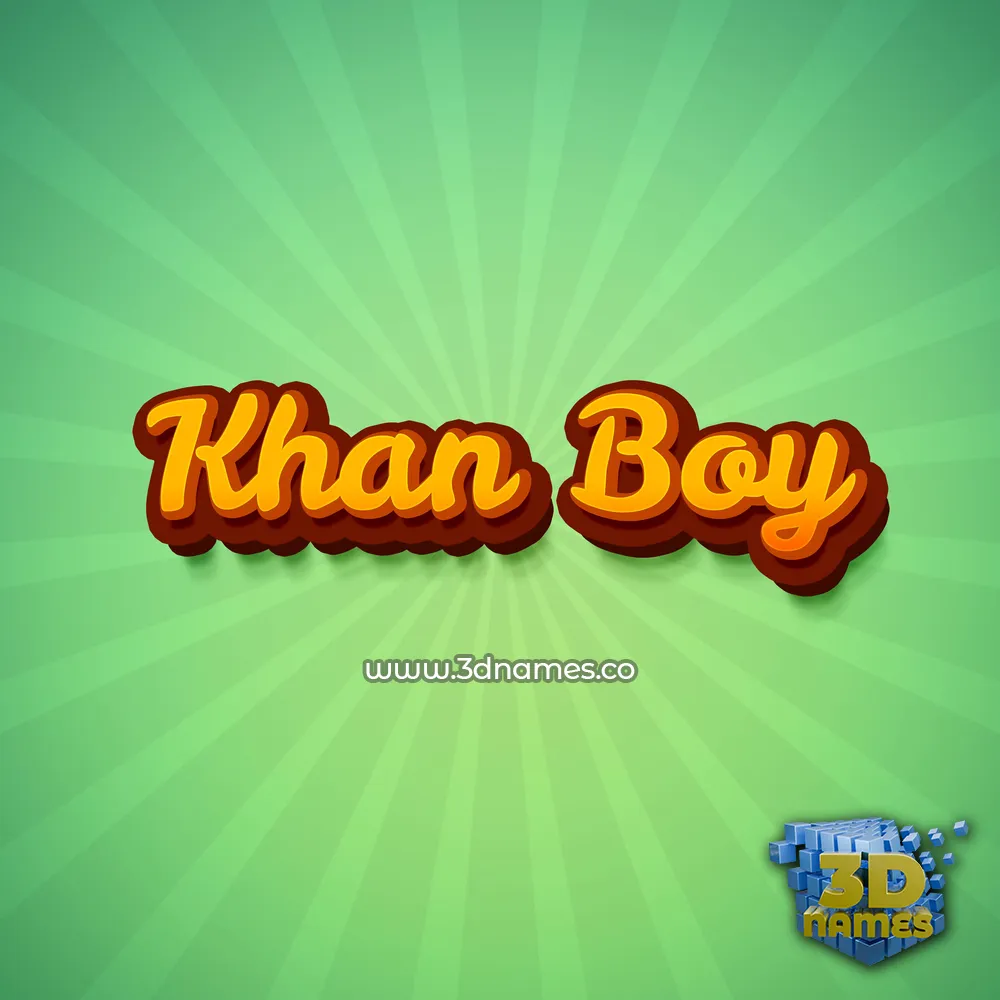 khan boy in Green Rays style - 3D name wallpaper
