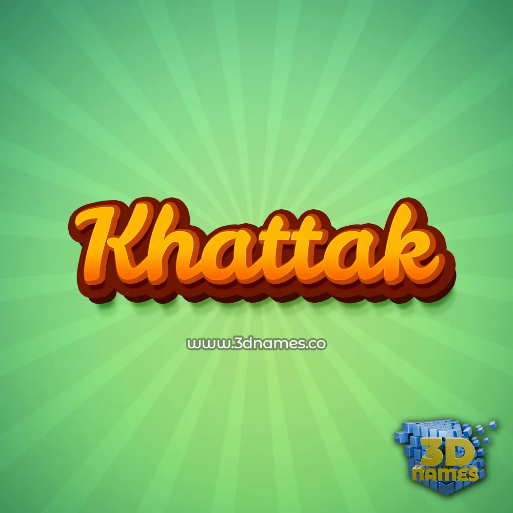 khattak in Green Rays style - 3D name wallpaper