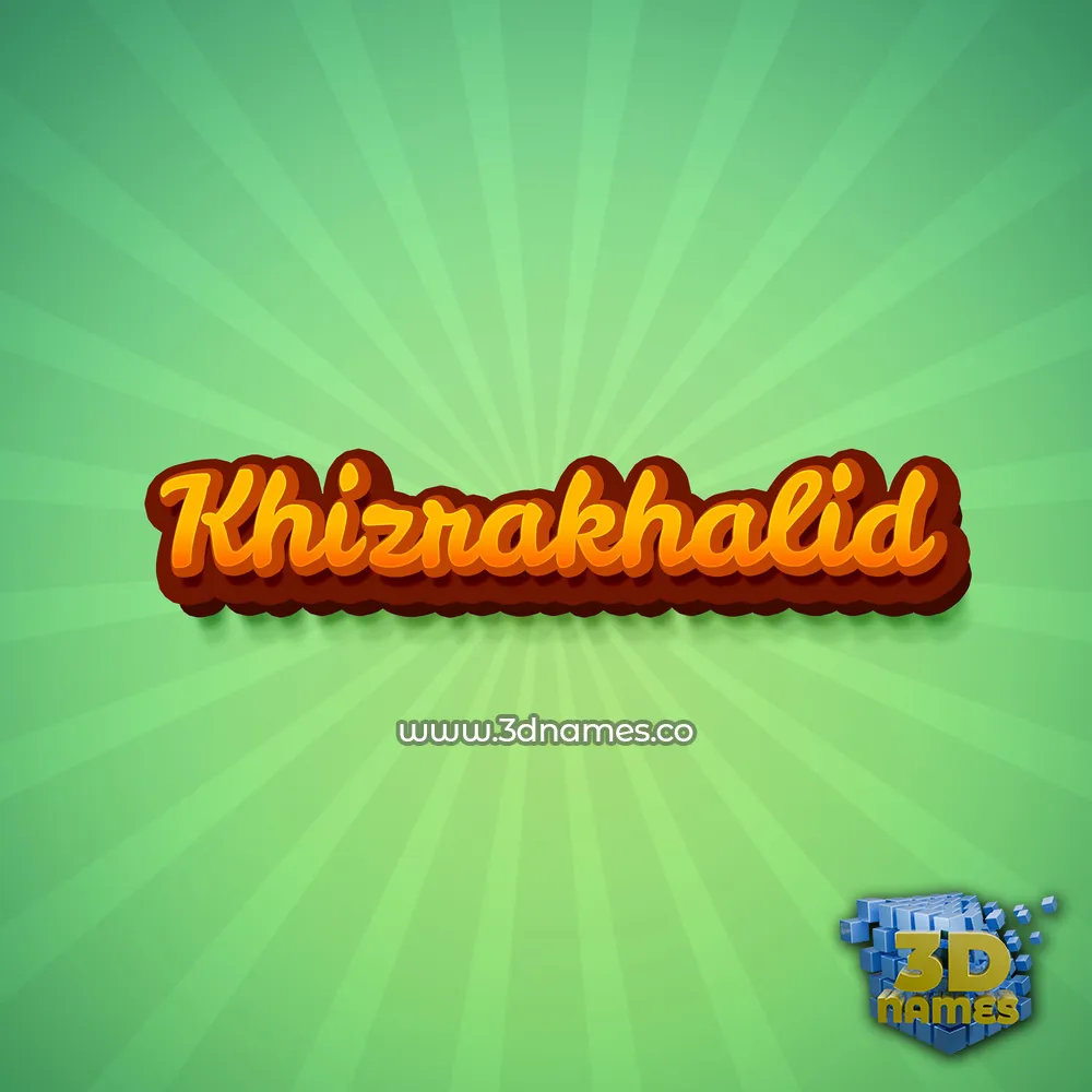 khizrakhalid in Green Rays style - 3D name wallpaper