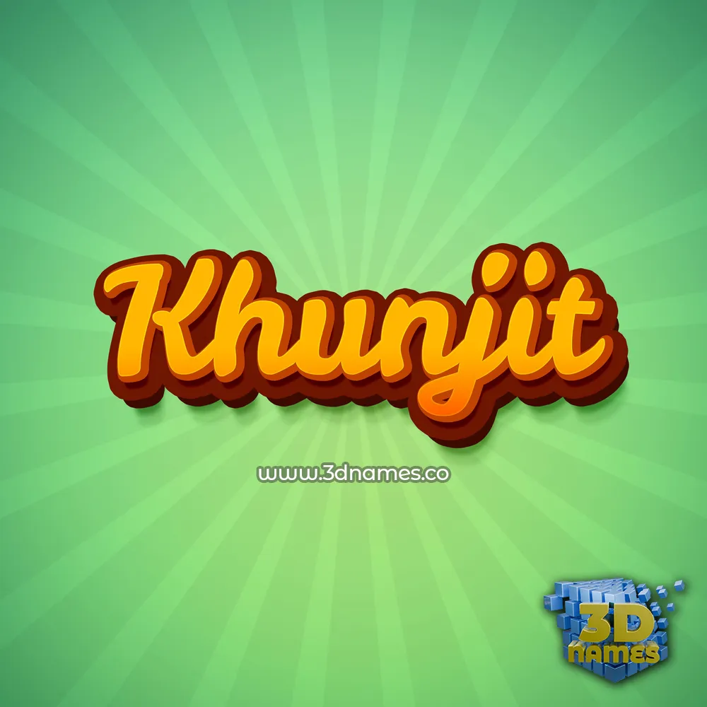 khunjit in Green Rays style - 3D name wallpaper
