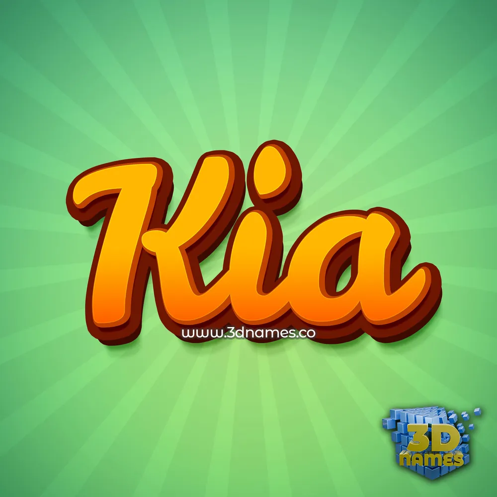 kia in Green Rays style - 3D name wallpaper