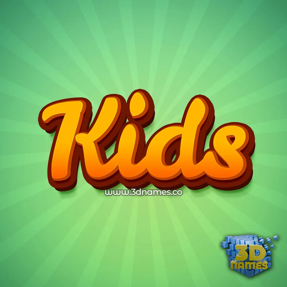 kids in Green Rays style - 3D name wallpaper