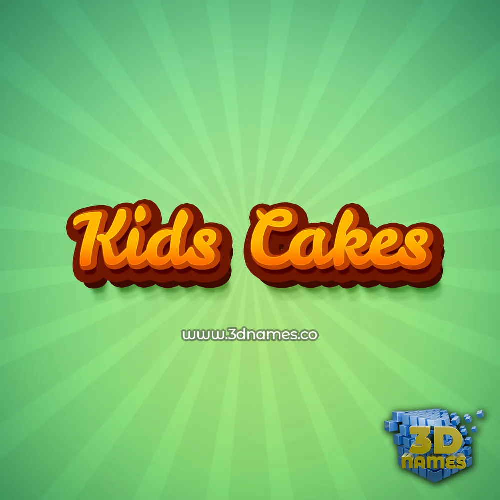 kids cakes in Green Rays style - 3D name wallpaper