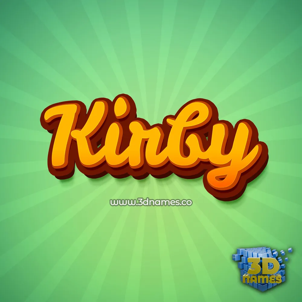 kirby in Green Rays style - 3D name wallpaper