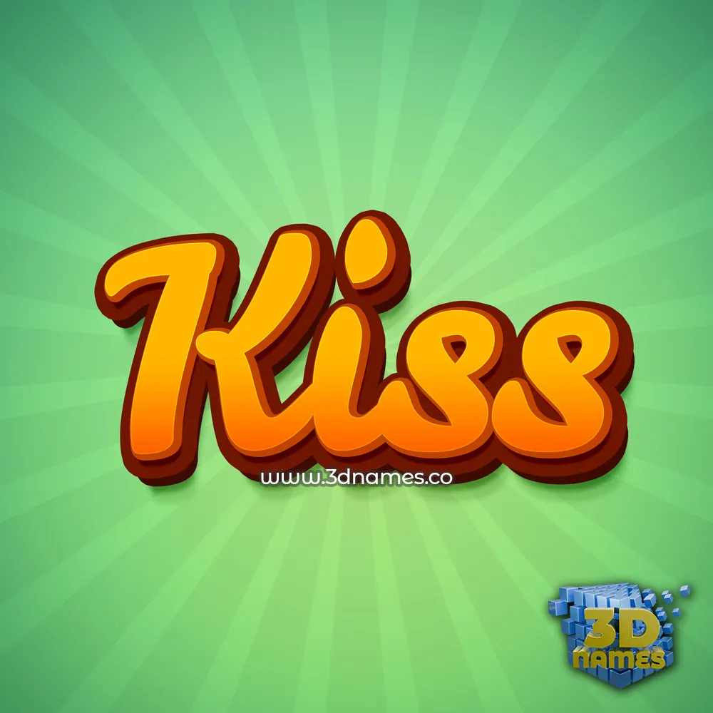 kiss in Green Rays style - 3D name wallpaper