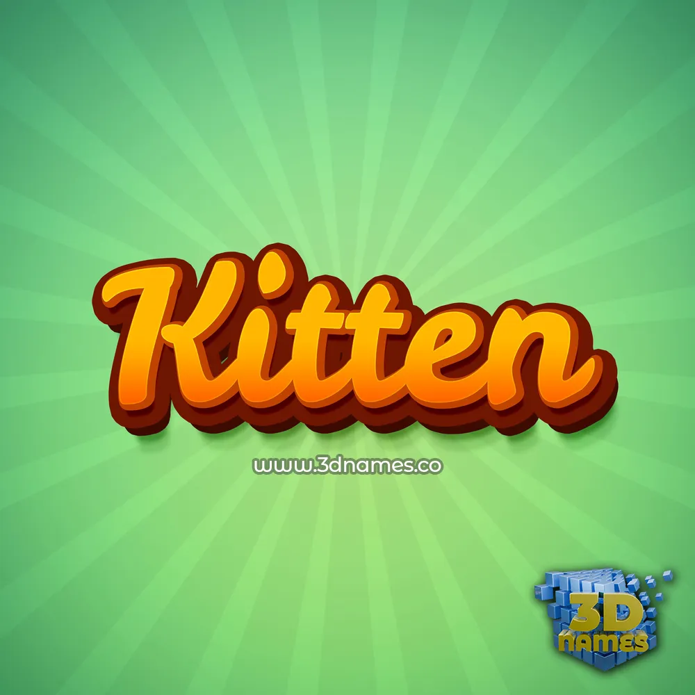 kitten in Green Rays style - 3D name wallpaper