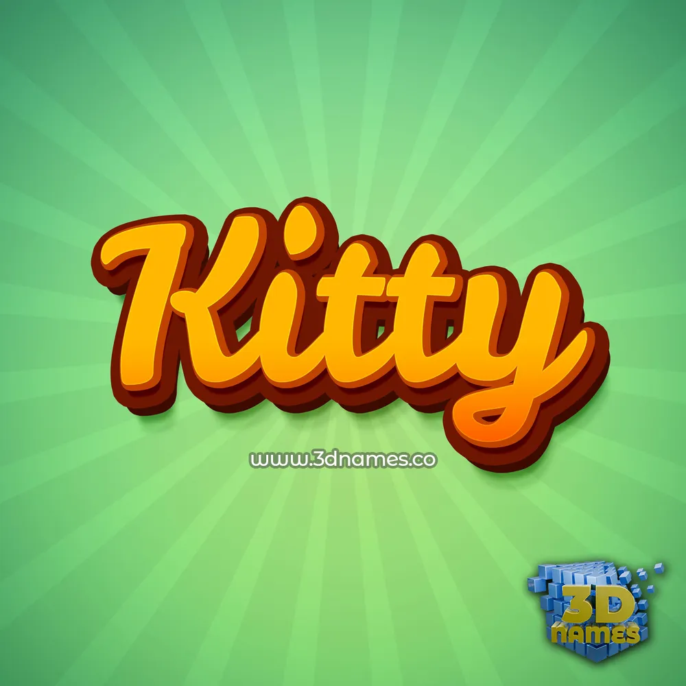 kitty in Green Rays style - 3D name wallpaper