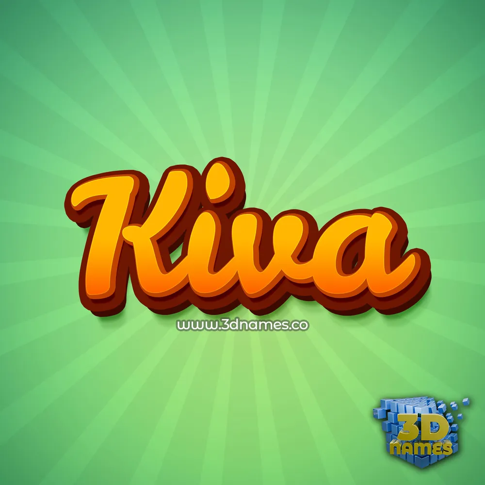 kiva in Green Rays style - 3D name wallpaper