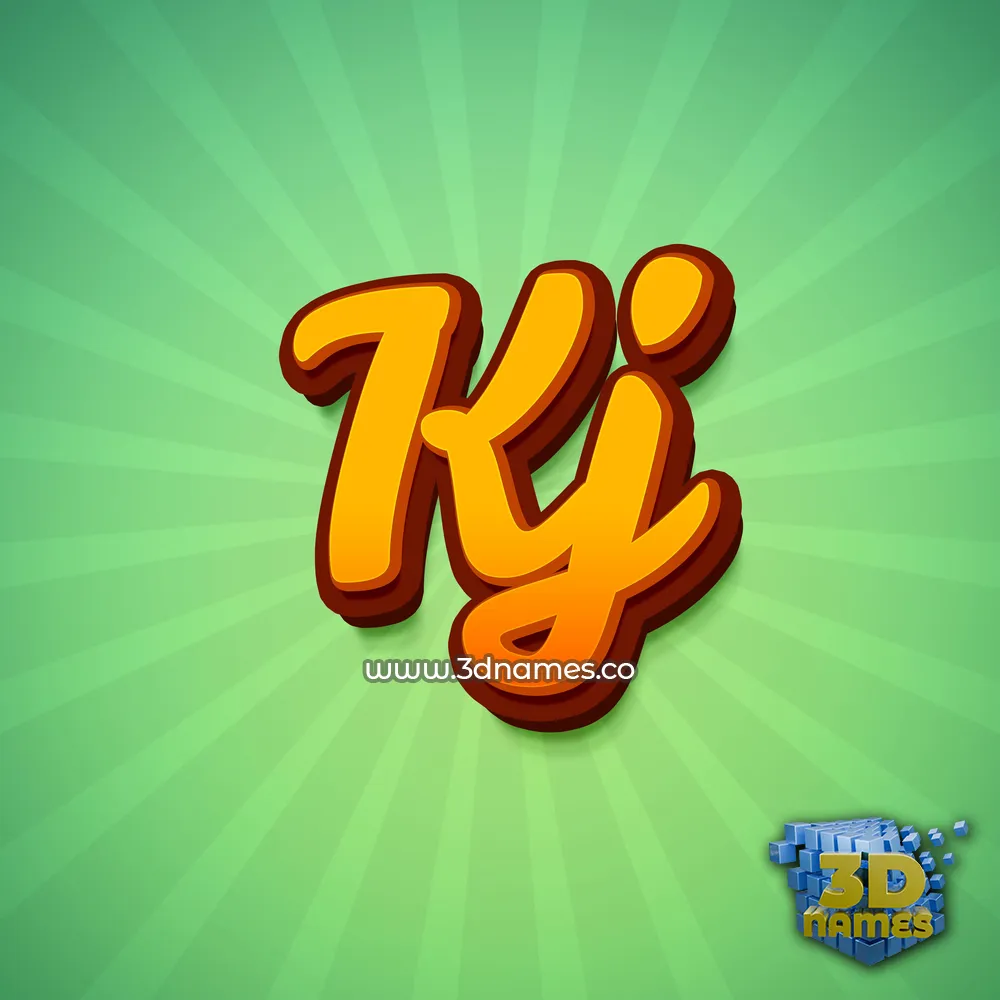 kj in Green Rays style - 3D name wallpaper