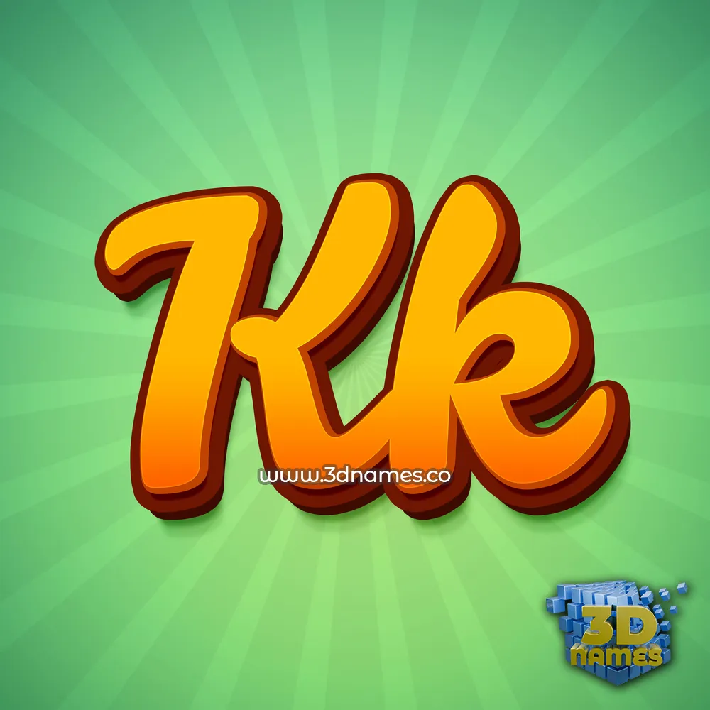 kk in Green Rays style - 3D name wallpaper