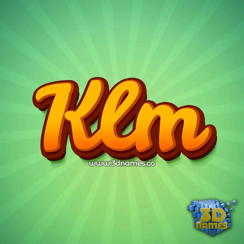 klm in Green Rays style - 3D name wallpaper