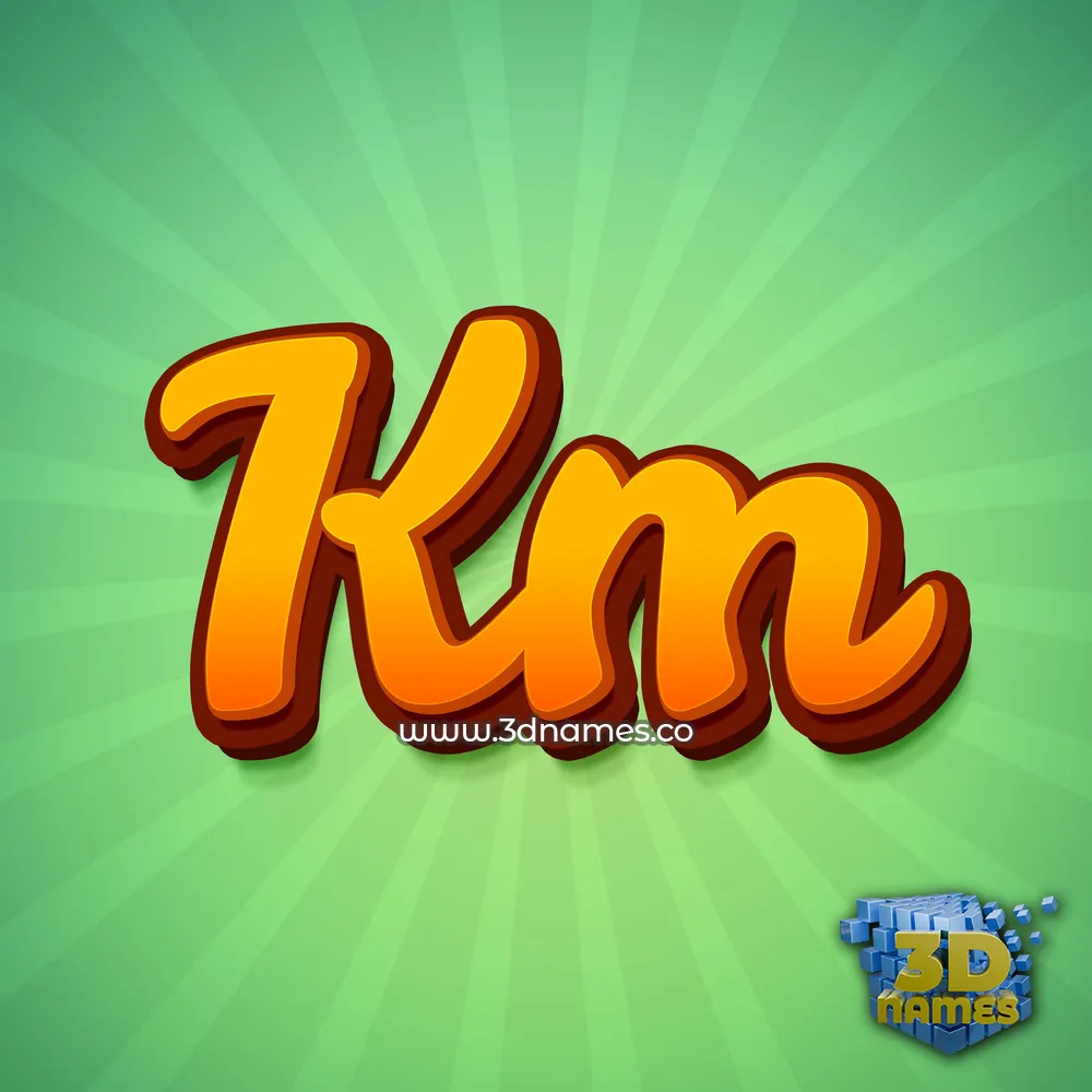 km in Green Rays style - 3D name wallpaper