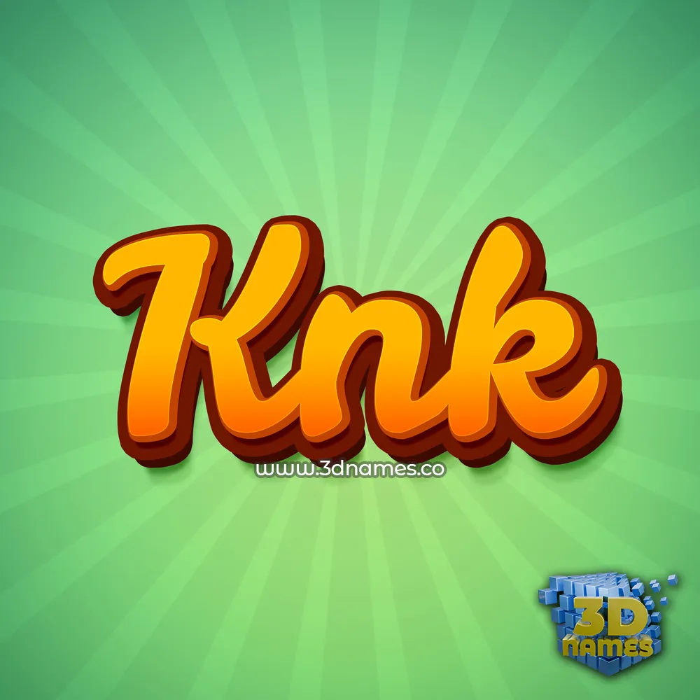 knk in Green Rays style - 3D name wallpaper
