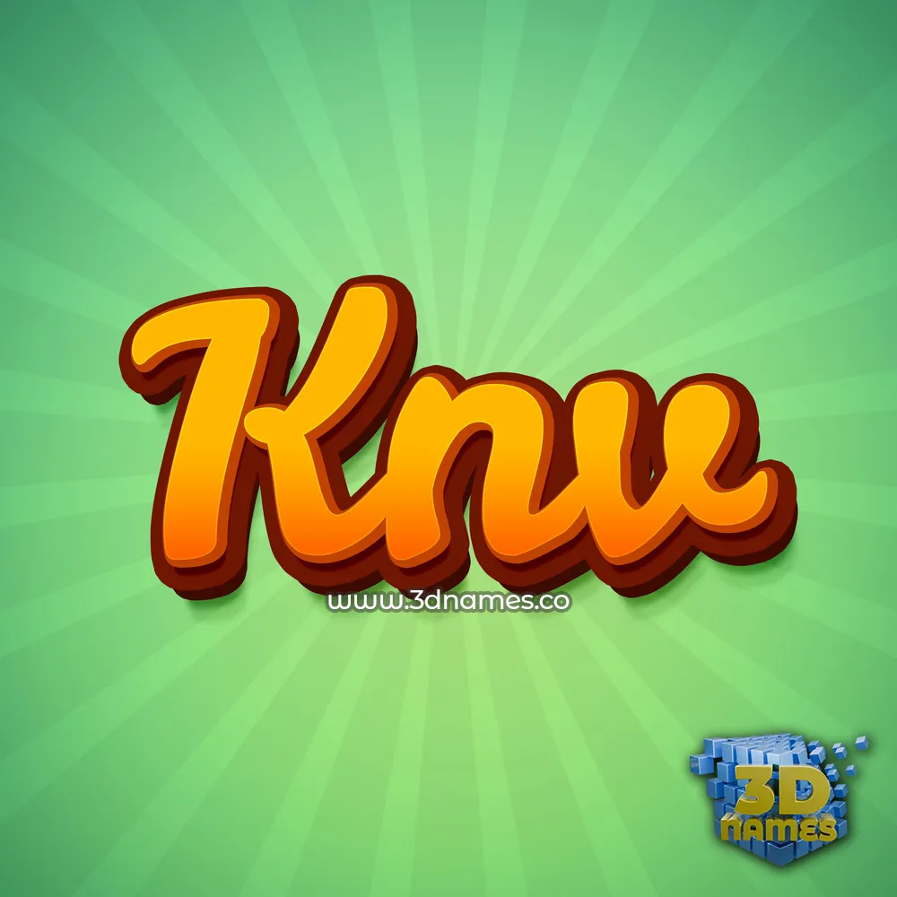 knv in Green Rays style - 3D name wallpaper