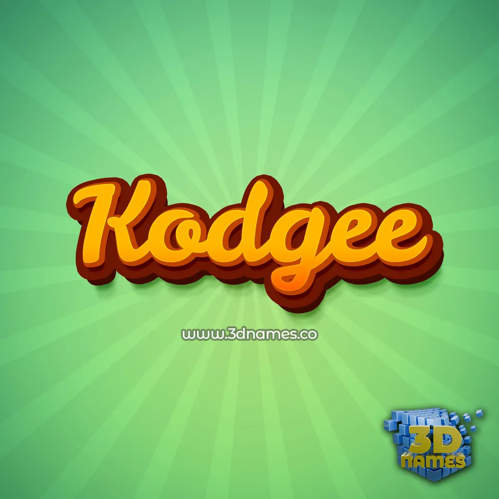 kodgee in Green Rays style - 3D name wallpaper