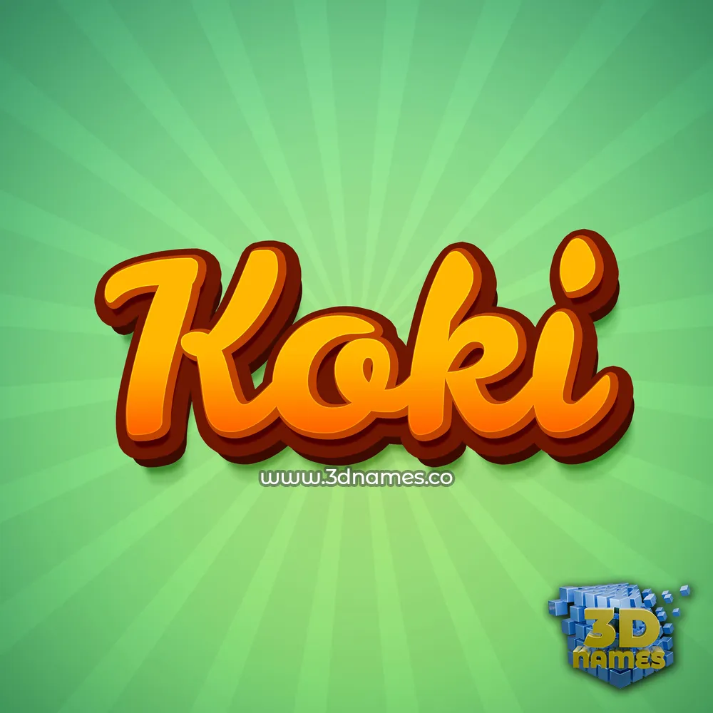 koki in Green Rays style - 3D name wallpaper