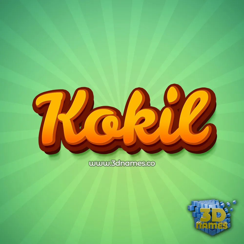 kokil in Green Rays style - 3D name wallpaper