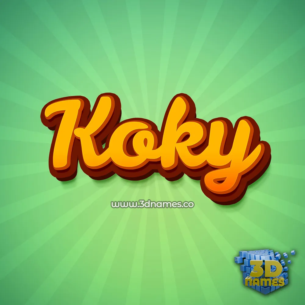 koky in Green Rays style - 3D name wallpaper