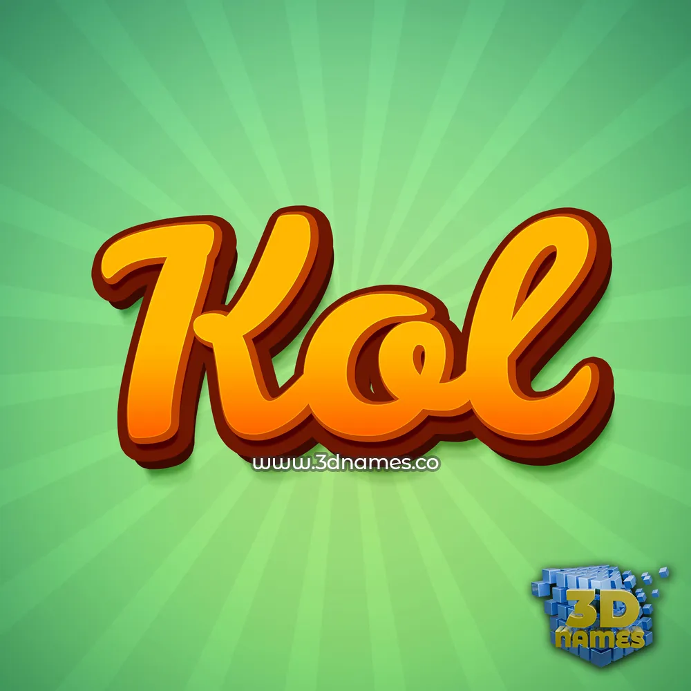kol in Green Rays style - 3D name wallpaper