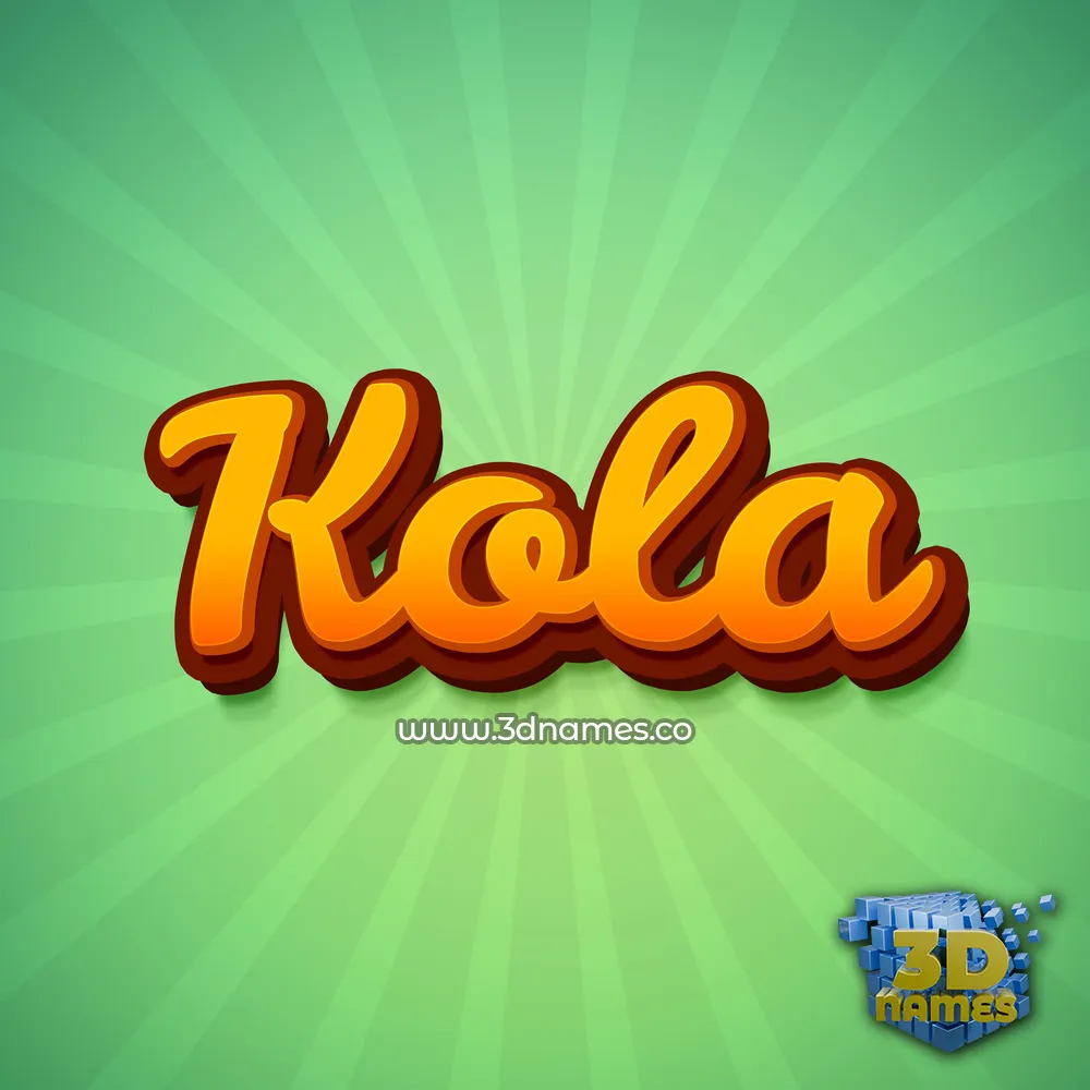 kola in Green Rays style - 3D name wallpaper