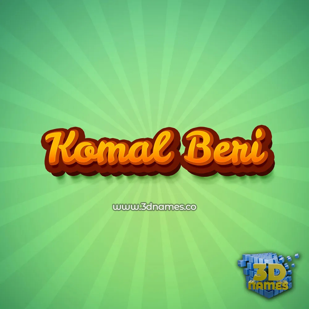 komal beri in Green Rays style - 3D name wallpaper