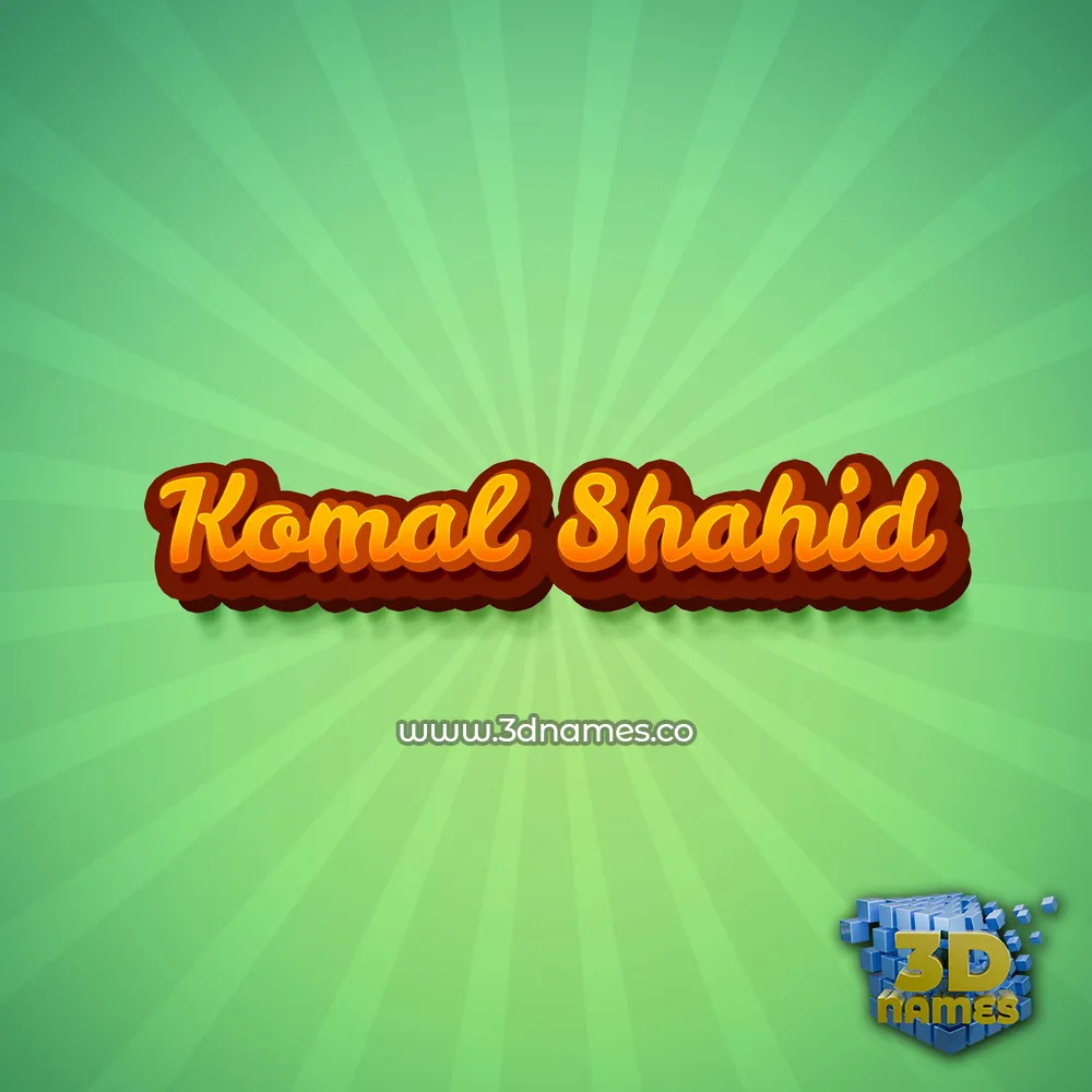 komal shahid in Green Rays style - 3D name wallpaper