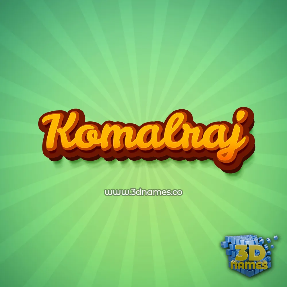 komalraj in Green Rays style - 3D name wallpaper