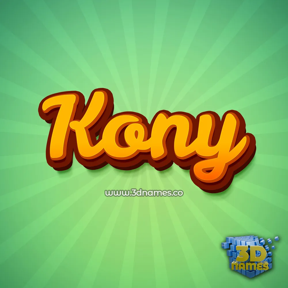 kony in Green Rays style - 3D name wallpaper