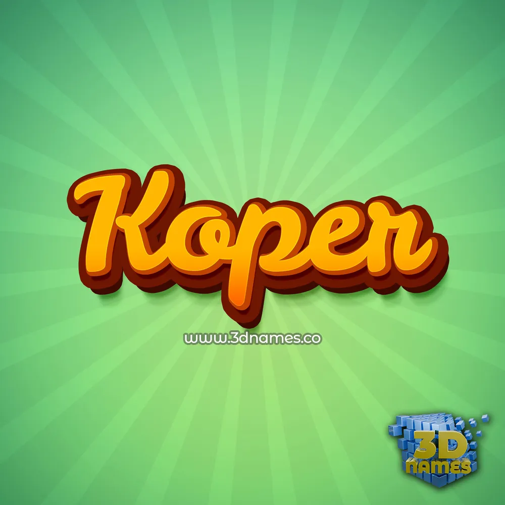 koper in Green Rays style - 3D name wallpaper