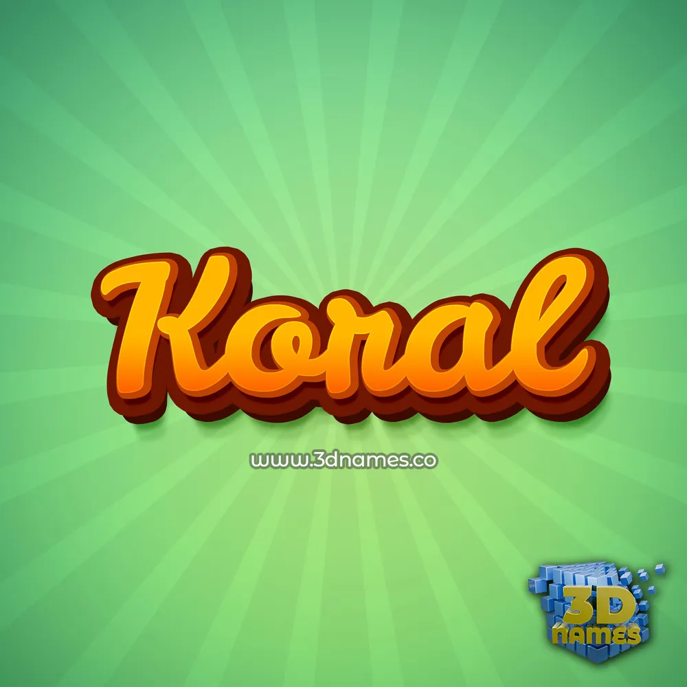 koral in Green Rays style - 3D name wallpaper