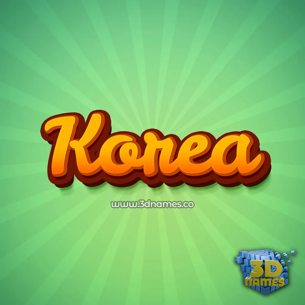 korea in Green Rays style - 3D name wallpaper