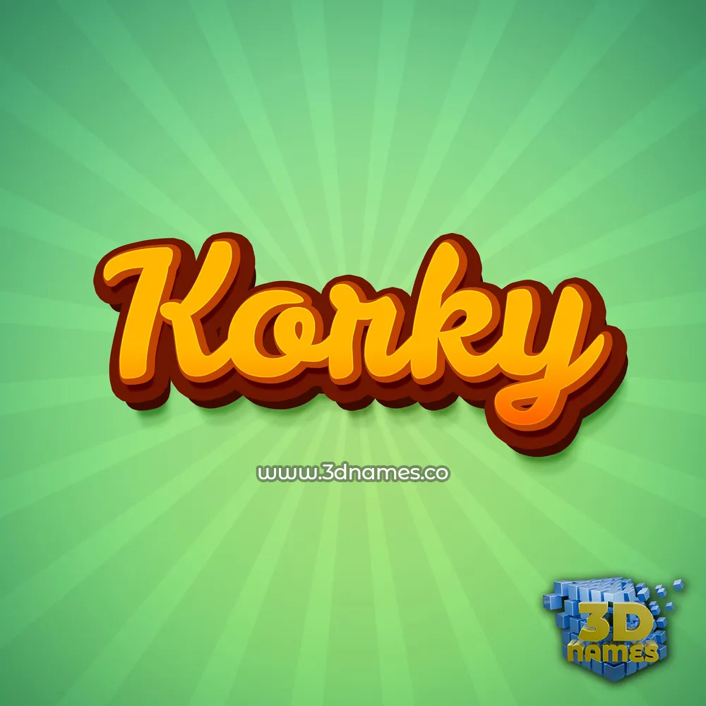 korky in Green Rays style - 3D name wallpaper