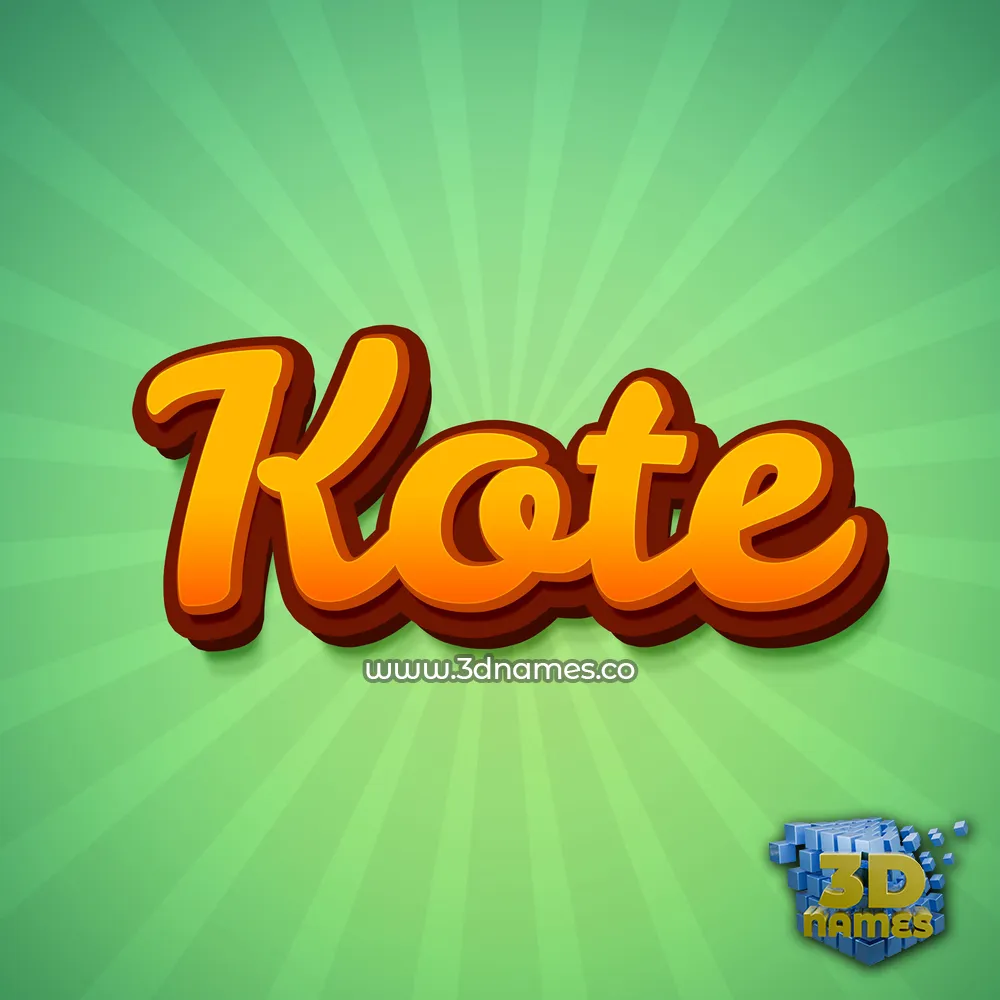 kote in Green Rays style - 3D name wallpaper