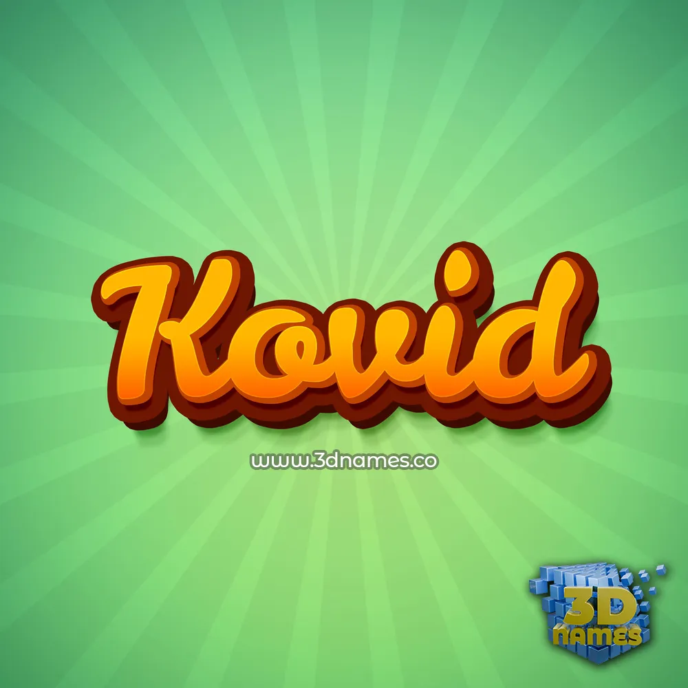 kovid in Green Rays style - 3D name wallpaper