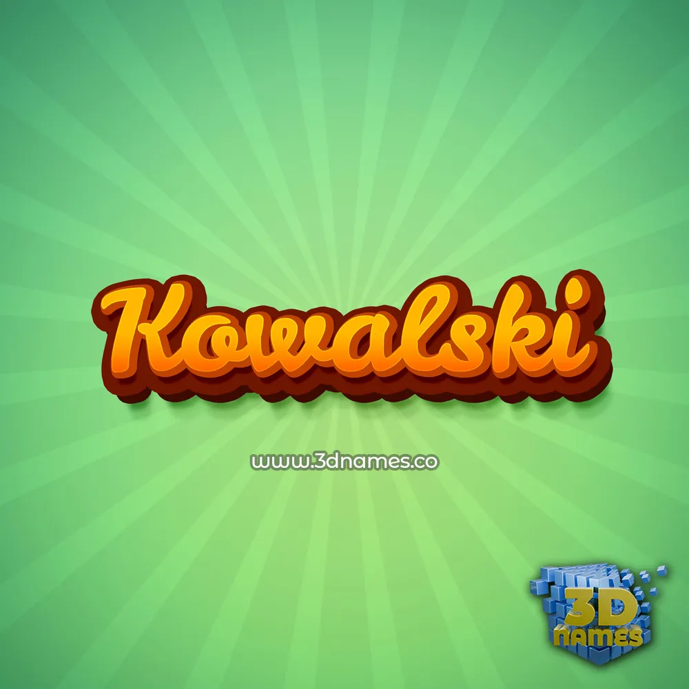 kowalski in Green Rays style - 3D name wallpaper