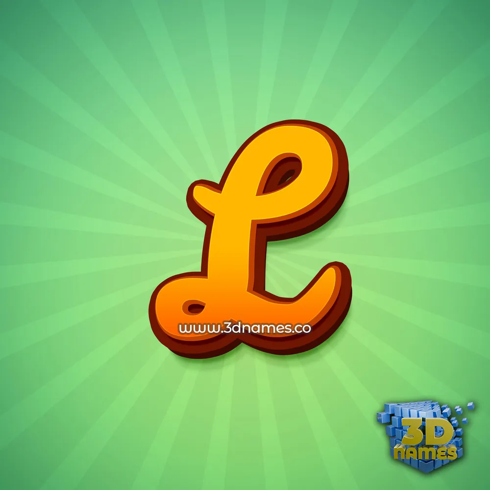 l in Green Rays style - 3D name wallpaper