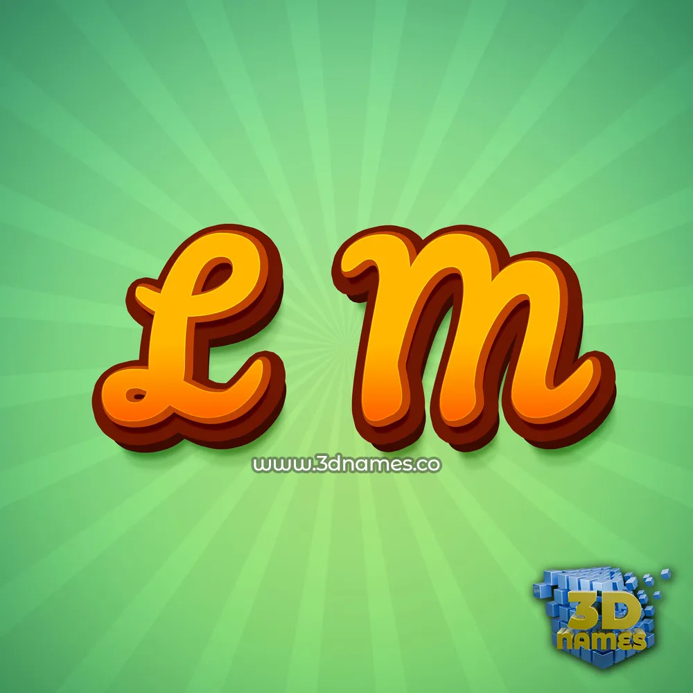 l m in Green Rays style - 3D name wallpaper
