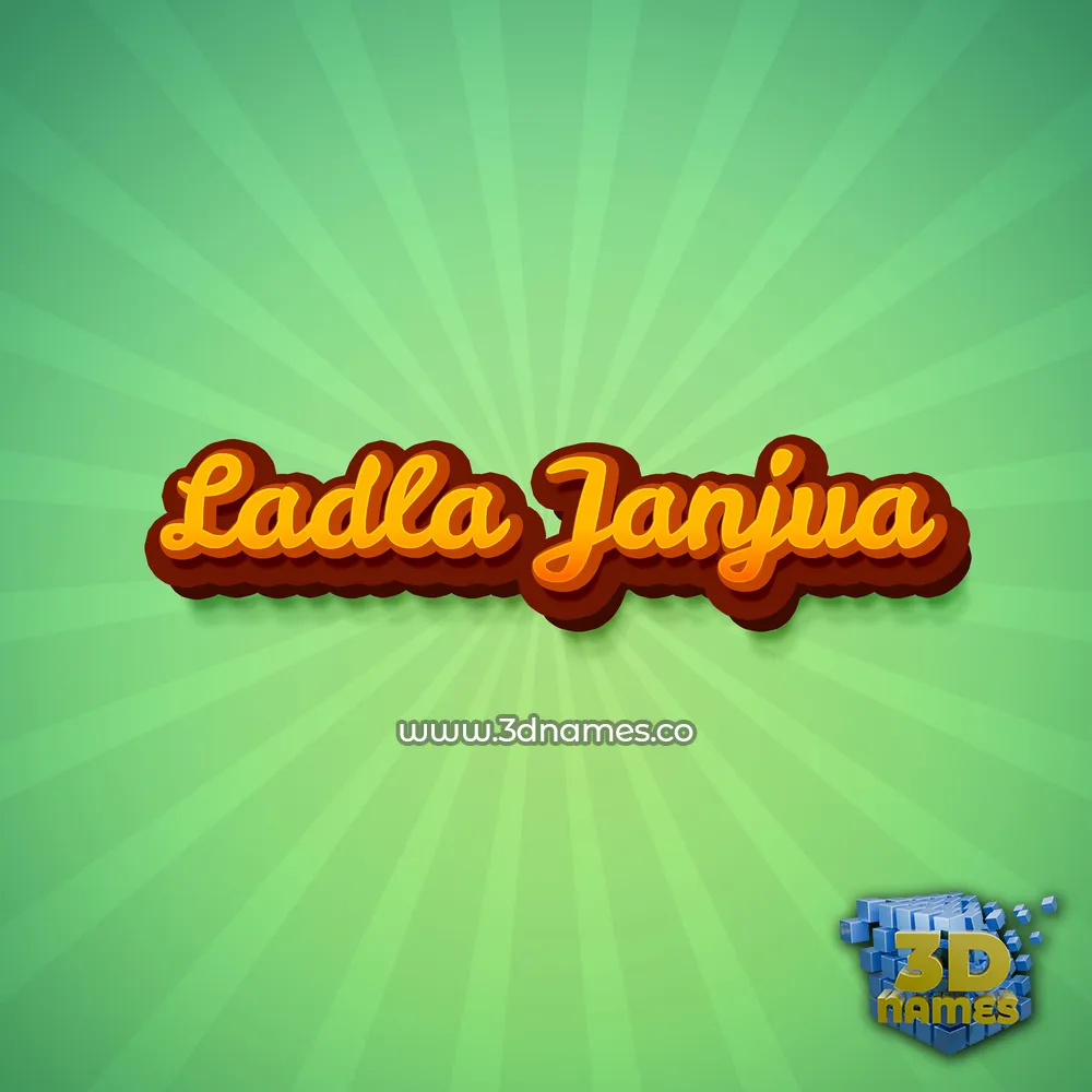 ladla janjua in Green Rays style - 3D name wallpaper
