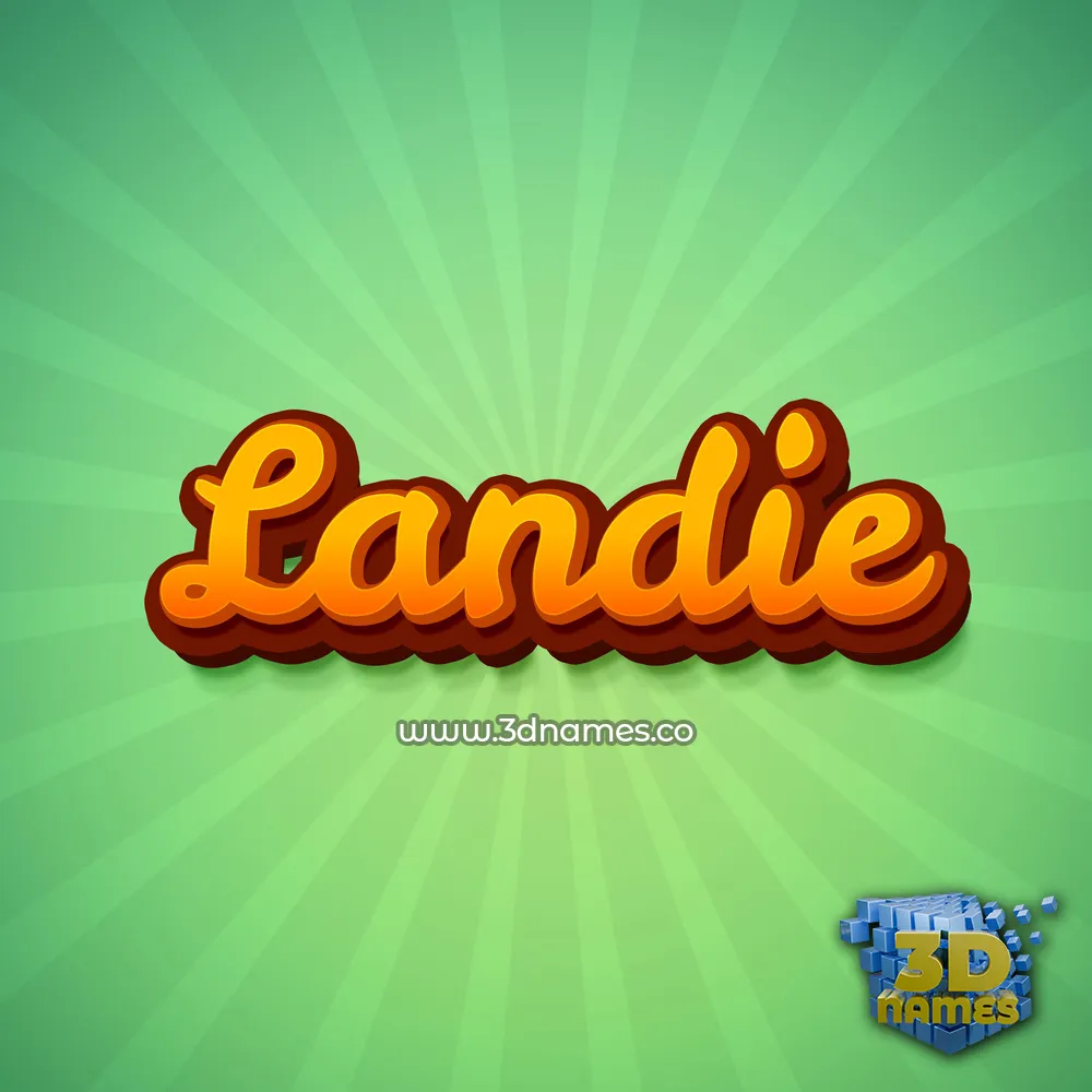 landie in Green Rays style - 3D name wallpaper