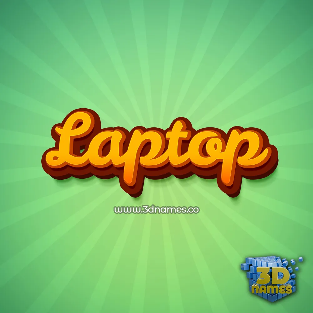 laptop in Green Rays style - 3D name wallpaper