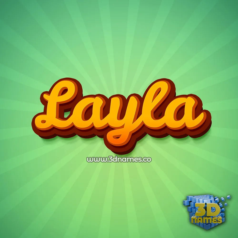 layla in Green Rays style - 3D name wallpaper
