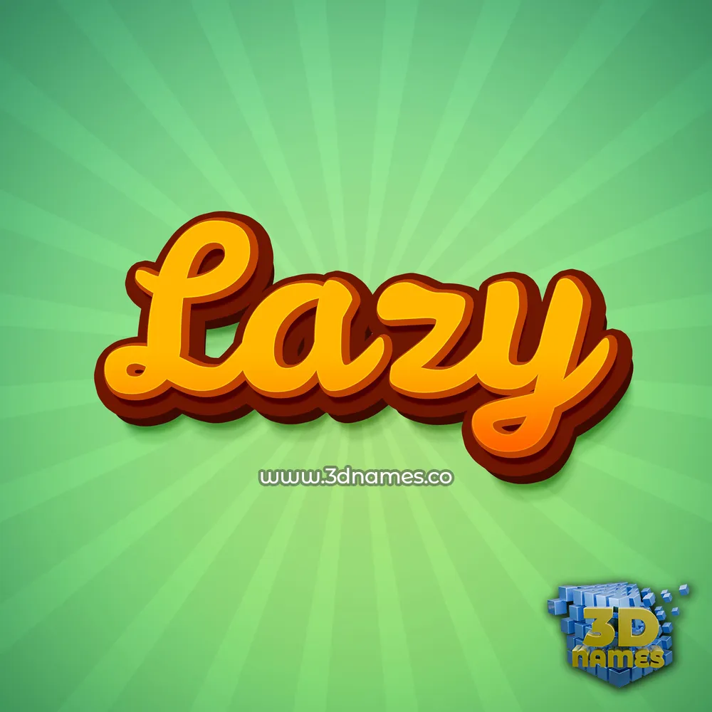 lazy in Green Rays style - 3D name wallpaper