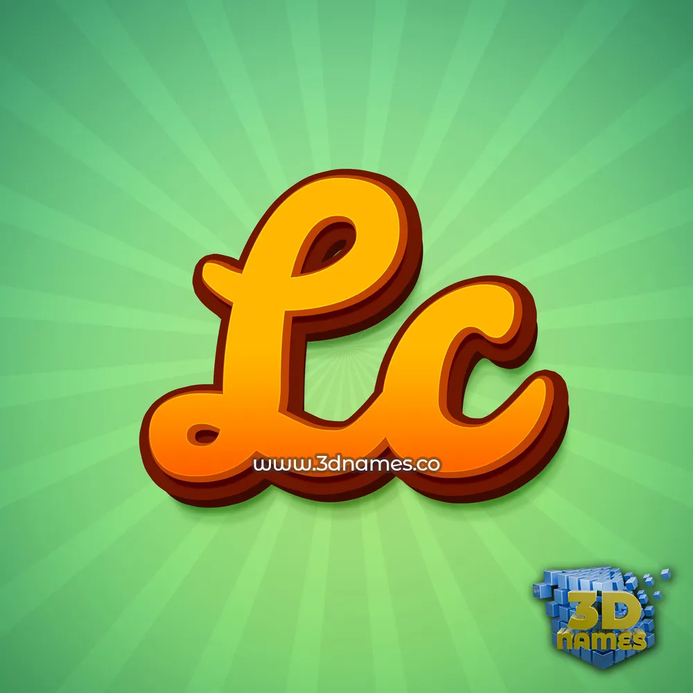 lc in Green Rays style - 3D name wallpaper