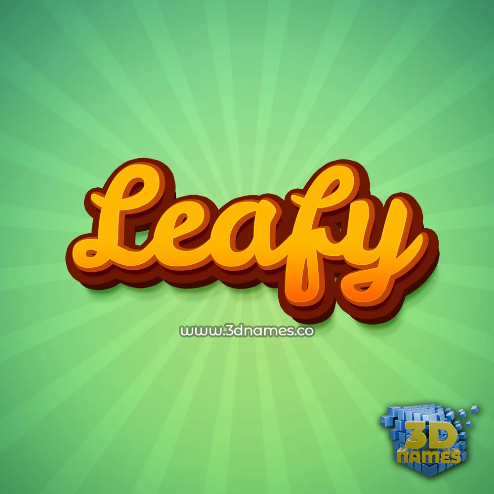 leafy in Green Rays style - 3D name wallpaper