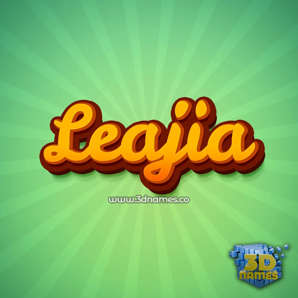leajia in Green Rays style - 3D name wallpaper