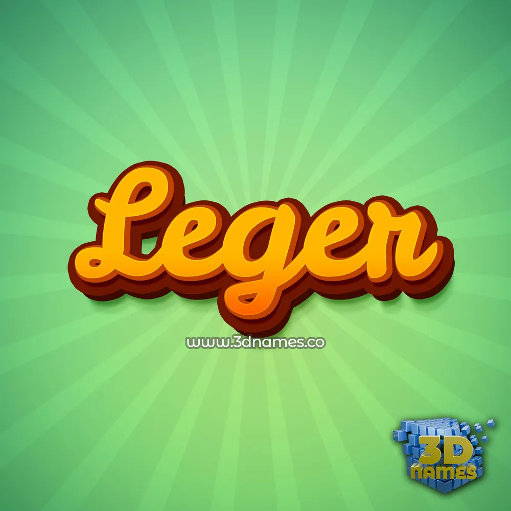 leger in Green Rays style - 3D name wallpaper