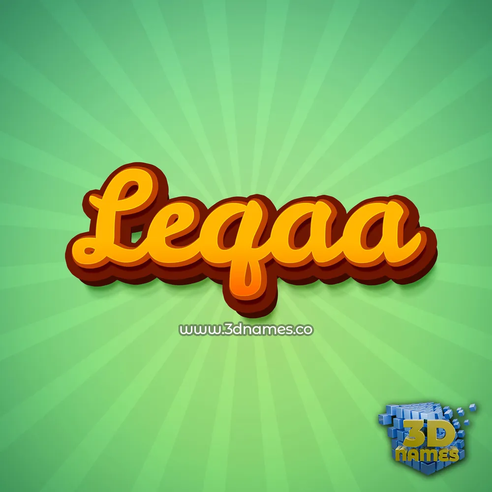 leqaa in Green Rays style - 3D name wallpaper