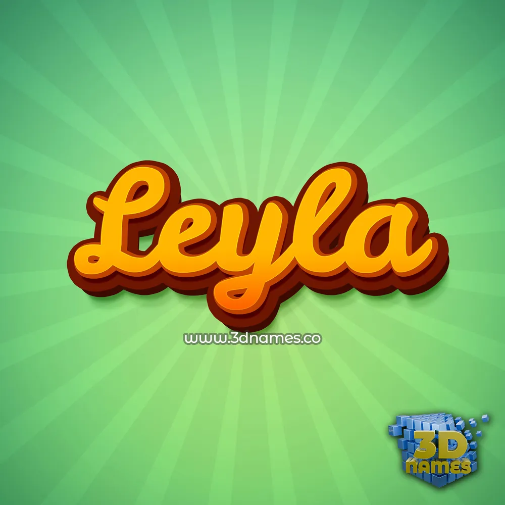 leyla in Green Rays style - 3D name wallpaper