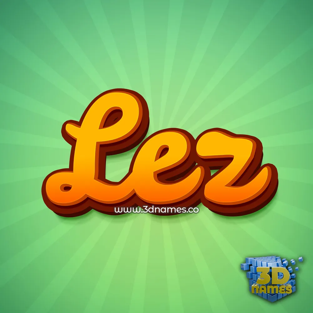 lez in Green Rays style - 3D name wallpaper