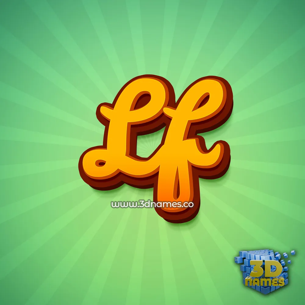 lf in Green Rays style - 3D name wallpaper